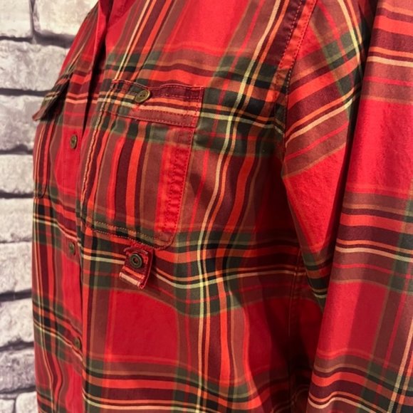 Lauren Ralph Lauren Red & Green Plaid Long Sleeve Top Size PM - Picture 5 of 11